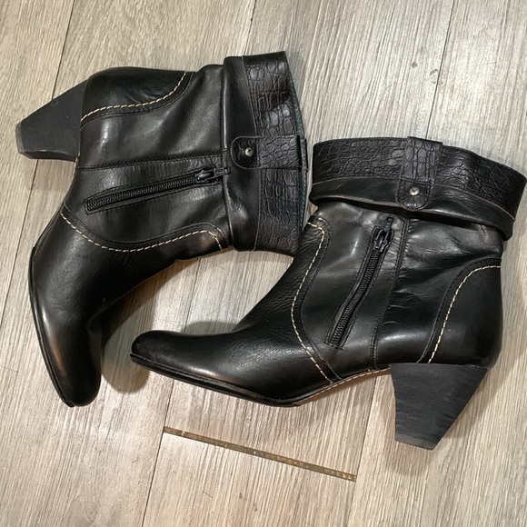 Pikolinos Black Leather Western Inspired Heeled Boots size 8.5-9 - Picture 8 of 12